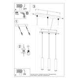 Sollux Lighting Luvo Concrete Pendant Lamp with 3 GU10 Lights – Industrial Design Ceiling Light, Grey