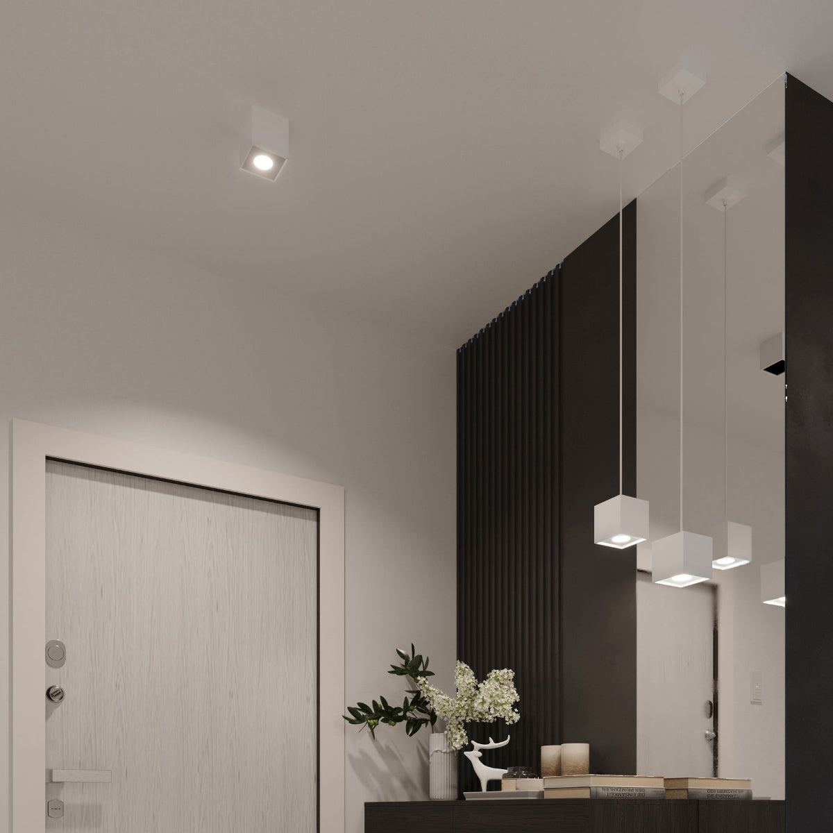 Sollux Lighting Quad Pendant Lamp with GU10 Fitting – Modern Aluminium Ceiling Light, White