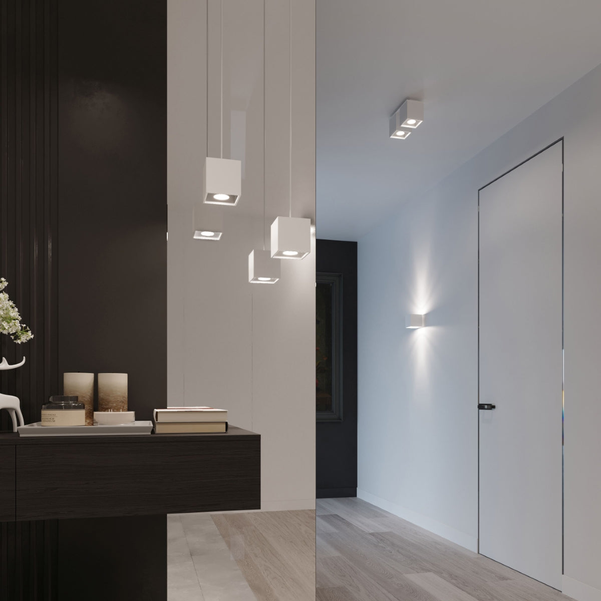 Sollux Lighting Quad Pendant Lamp with GU10 Fitting – Modern Aluminium Ceiling Light, White