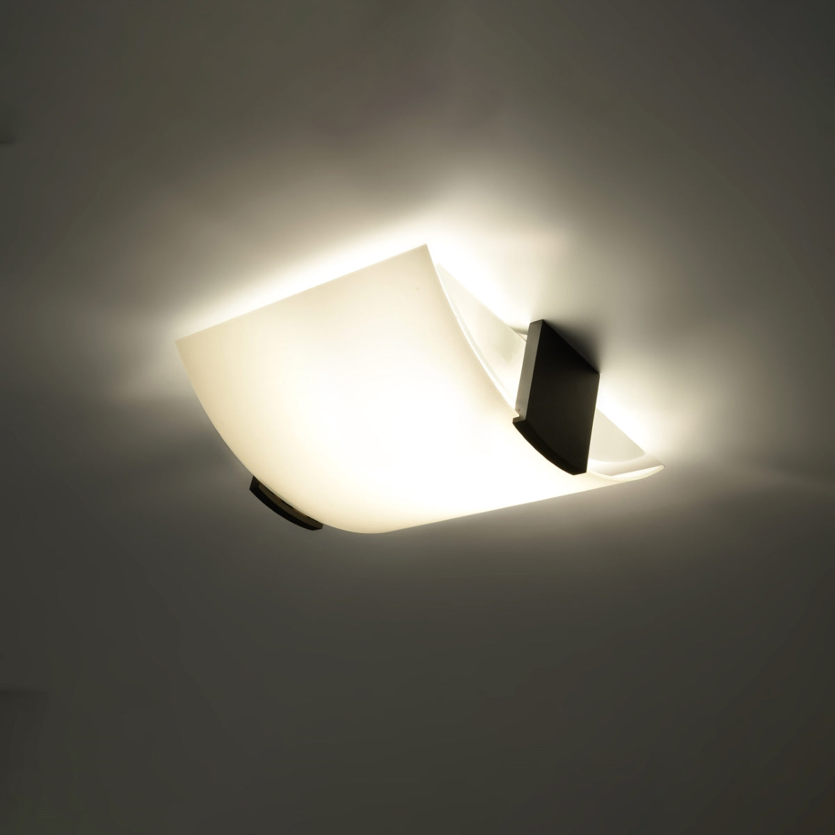 Sollux Lighting Emilio Ceiling Lamp with 2 E27 Lights – Modern Wood and Glass Ceiling Light, Wenge and White