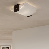 Sollux Lighting Emilio Ceiling Lamp with 2 E27 Lights – Modern Wood and Glass Ceiling Light, Wenge and White