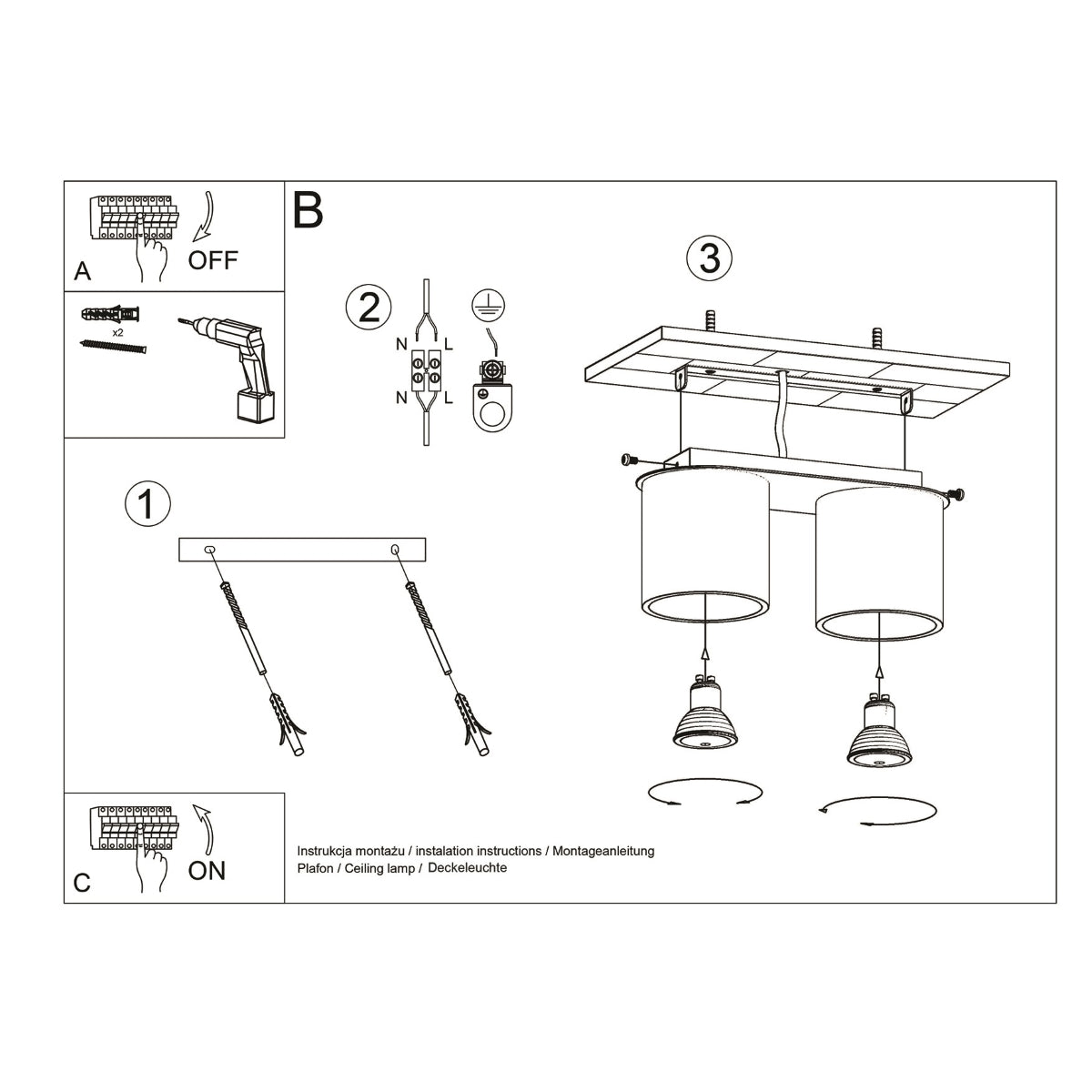 Orbis Modern Aluminium Ceiling Light, GU10