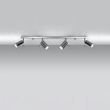 Sollux Lighting Ring Ceiling Lamp with 4 GU10 Lights – Modern Steel Ceiling Light, Chrome