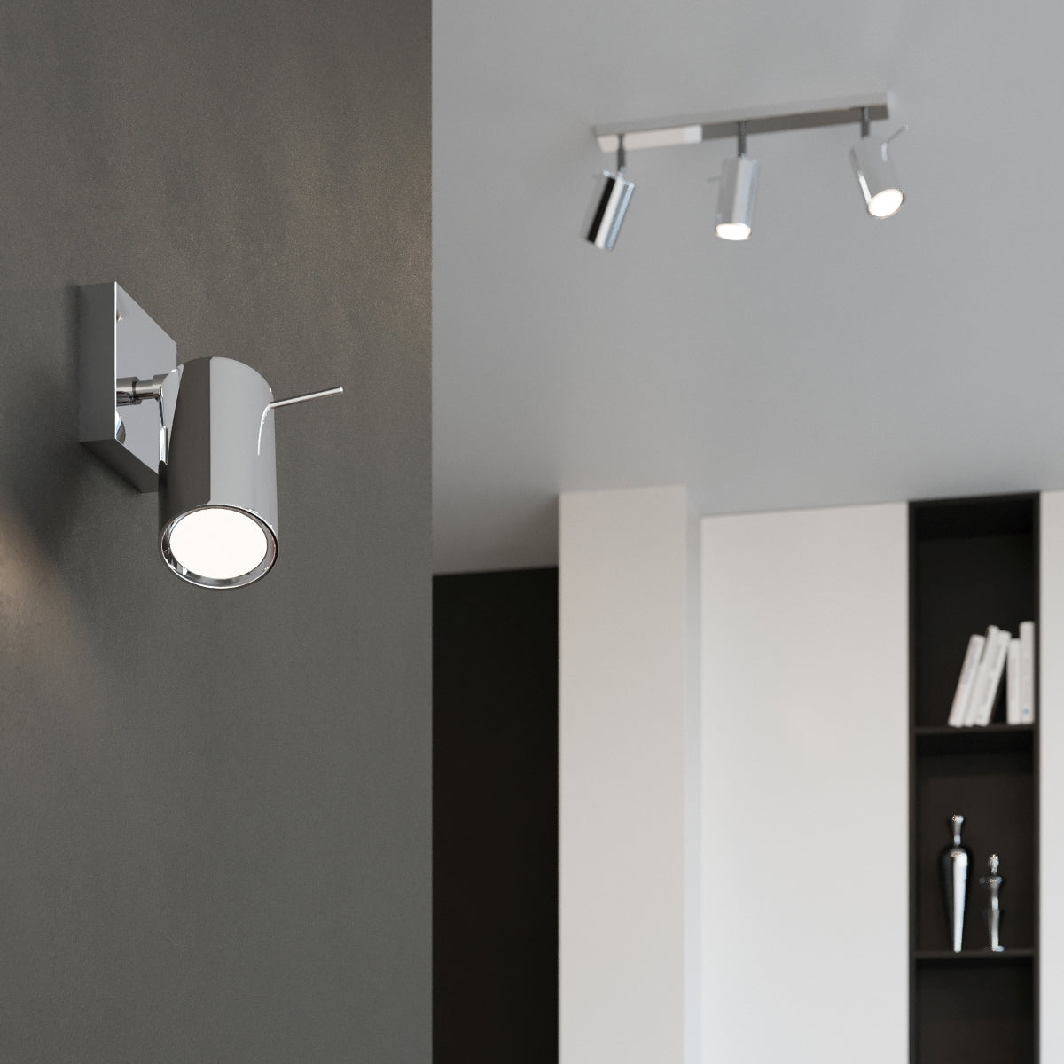 Sollux Lighting Ring Ceiling Lamp with 4 GU10 Lights – Modern Steel Ceiling Light, Chrome