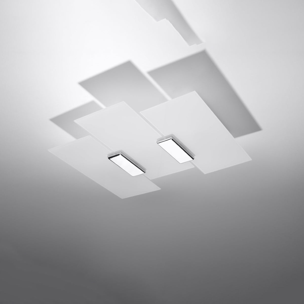 Sollux Lighting Fabiano Ceiling Lamp with 3 E27 Lights – Steel and Glass Ceiling Light, Chrome