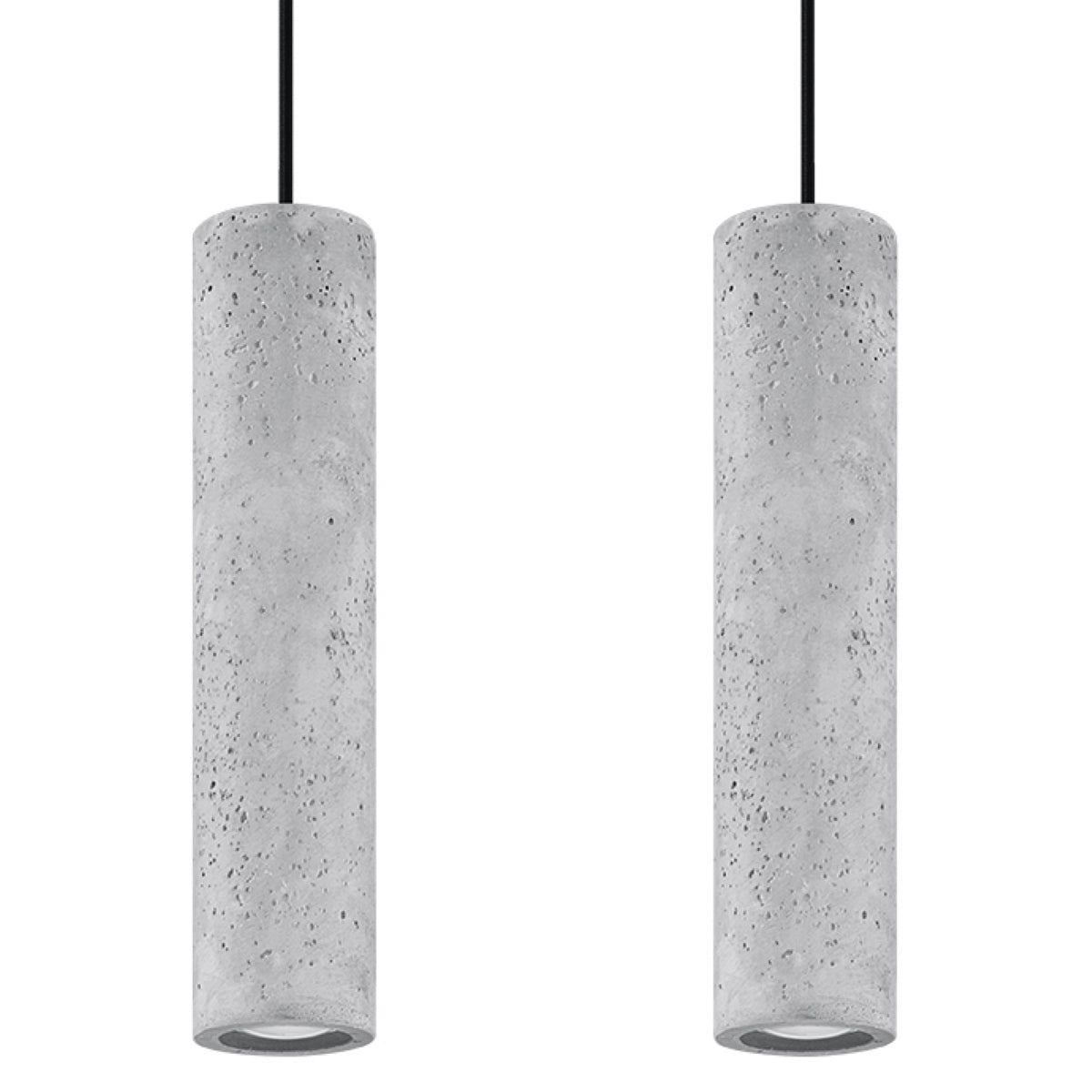 Sollux Lighting Luvo Concrete Pendant Lamp with 2 GU10 Lights – Industrial Design Ceiling Light, Grey