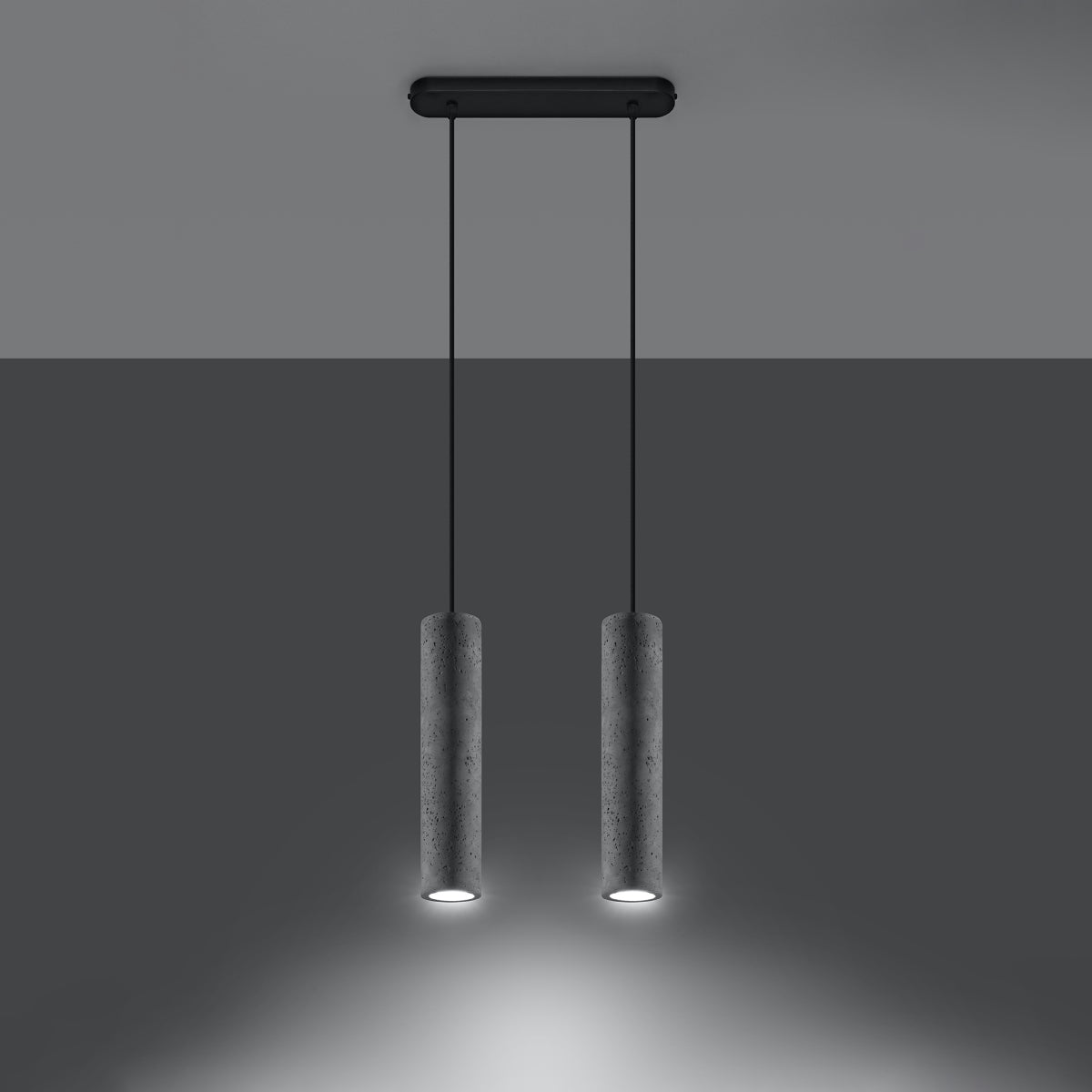 Sollux Lighting Luvo Concrete Pendant Lamp with 2 GU10 Lights – Industrial Design Ceiling Light, Grey