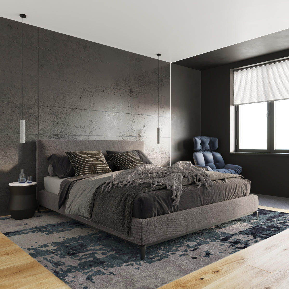 Sollux Lighting Luvo Concrete Pendant Lamp with 2 GU10 Lights – Industrial Design Ceiling Light, Grey