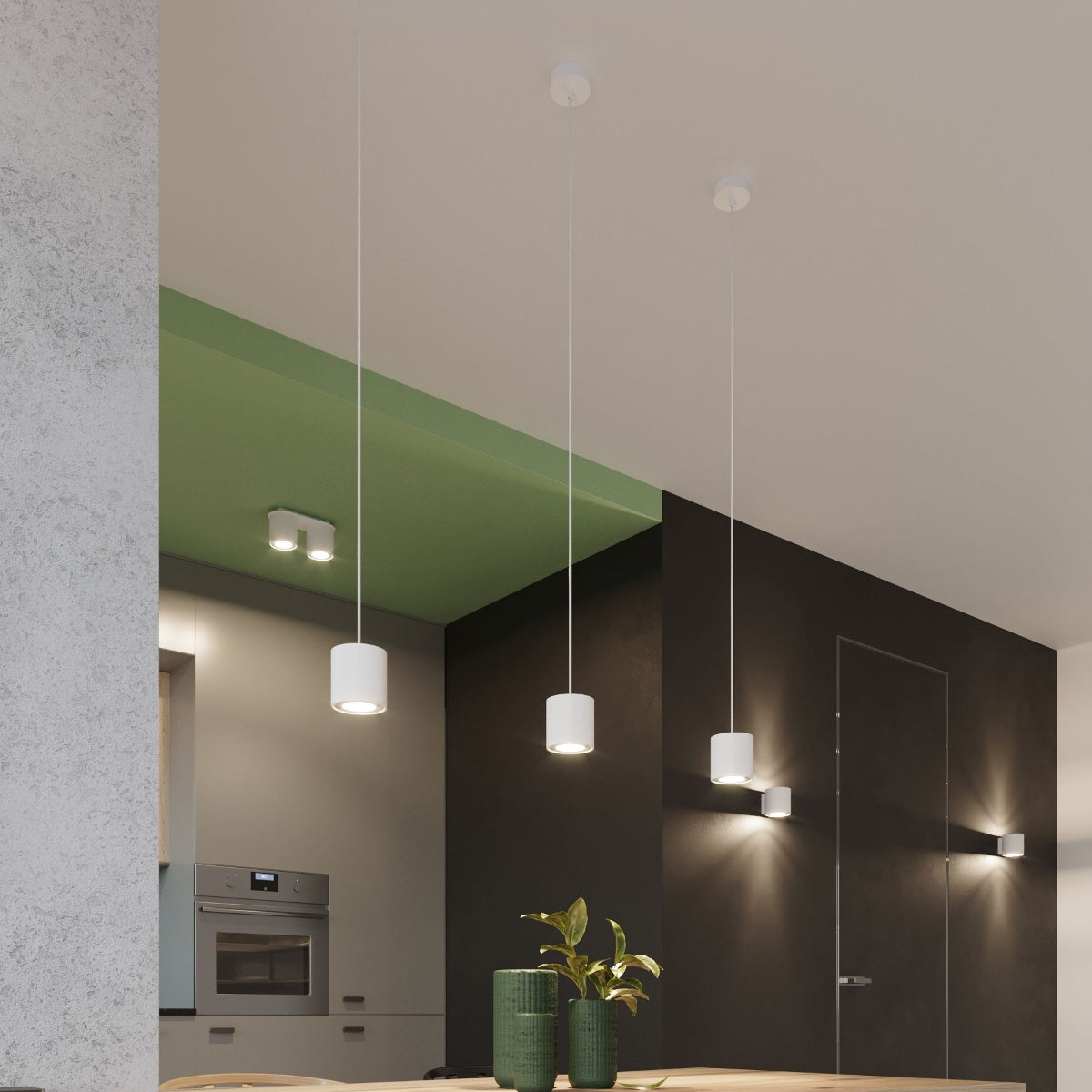 Sollux Lighting Orbis Pendant Lamp with GU10 Fitting – Modern Aluminium Ceiling Light, White