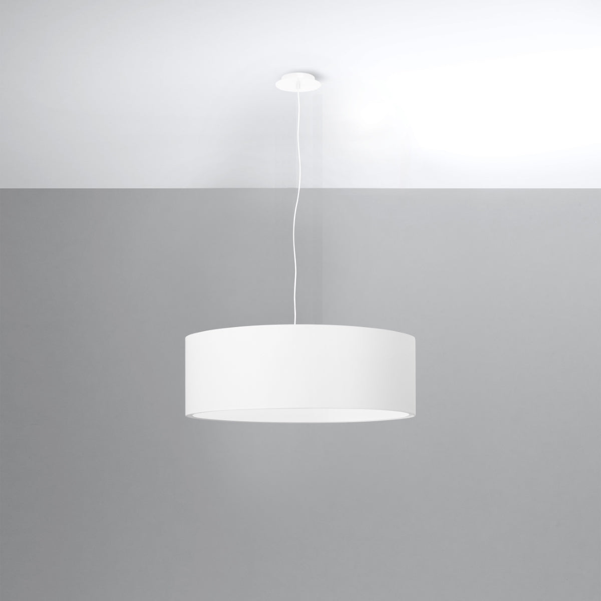 Sollux Lighting Rollo Chandelier with 3 E27 Lights – Minimalist Fabric and Steel Ceiling Light, White
