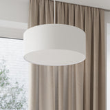 Sollux Lighting Rollo Chandelier with 3 E27 Lights – Minimalist Fabric and Steel Ceiling Light, White
