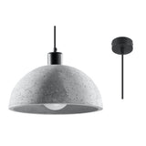 Sollux Pendant Lamp Pablito with Concrete Shade, E27 – Industrial Design Hanging Light, Grey