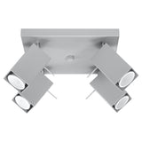 Sollux Merida Ceiling Lamp with 4 GU10 Lights, Steel – Modern Design Spotlight, Grey