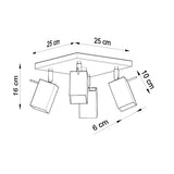 Sollux Merida Ceiling Lamp with 4 GU10 Lights, Steel – Modern Design Spotlight, Grey