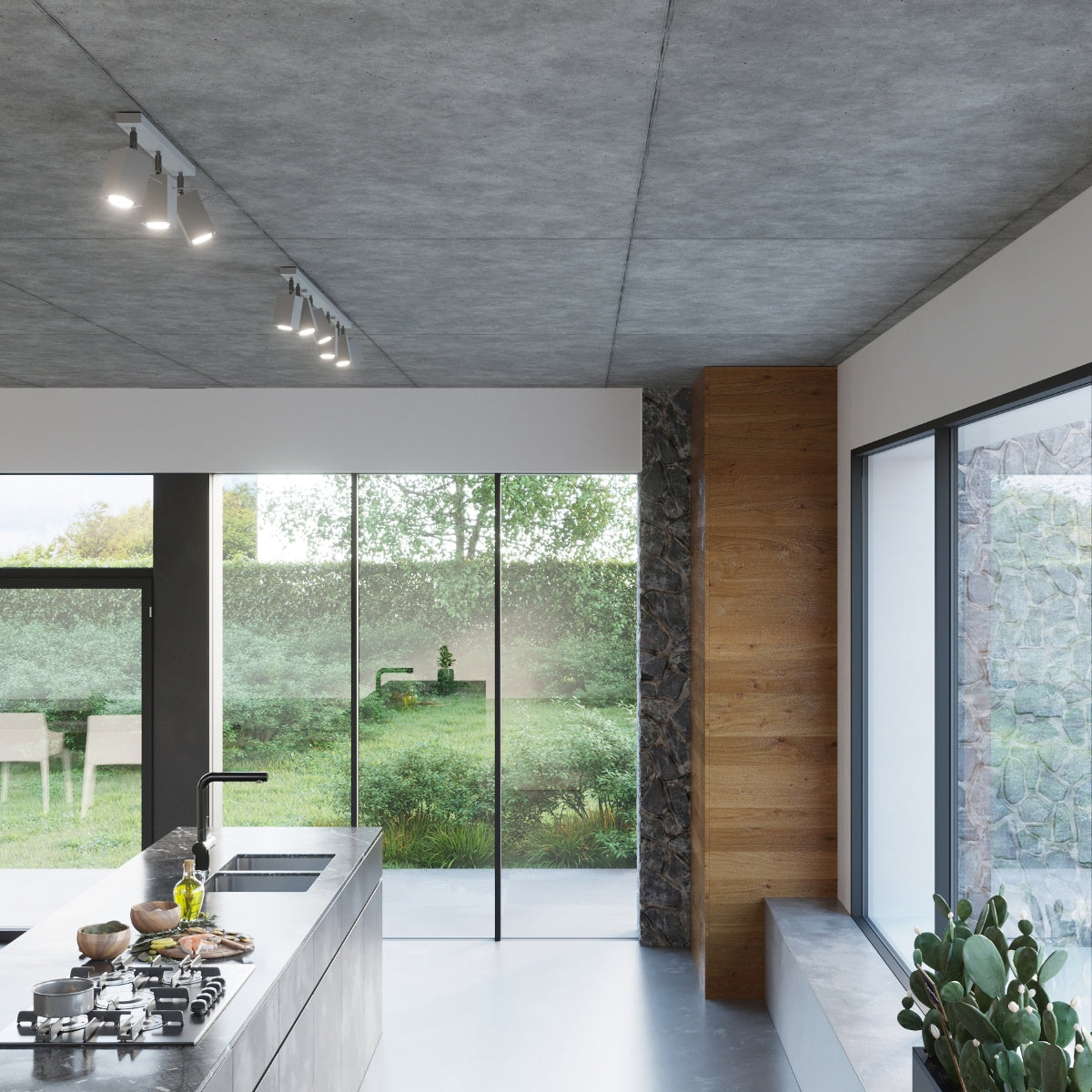 Sollux Merida Ceiling Lamp with 4 GU10 Lights, Steel – Modern Design Spotlight, Grey