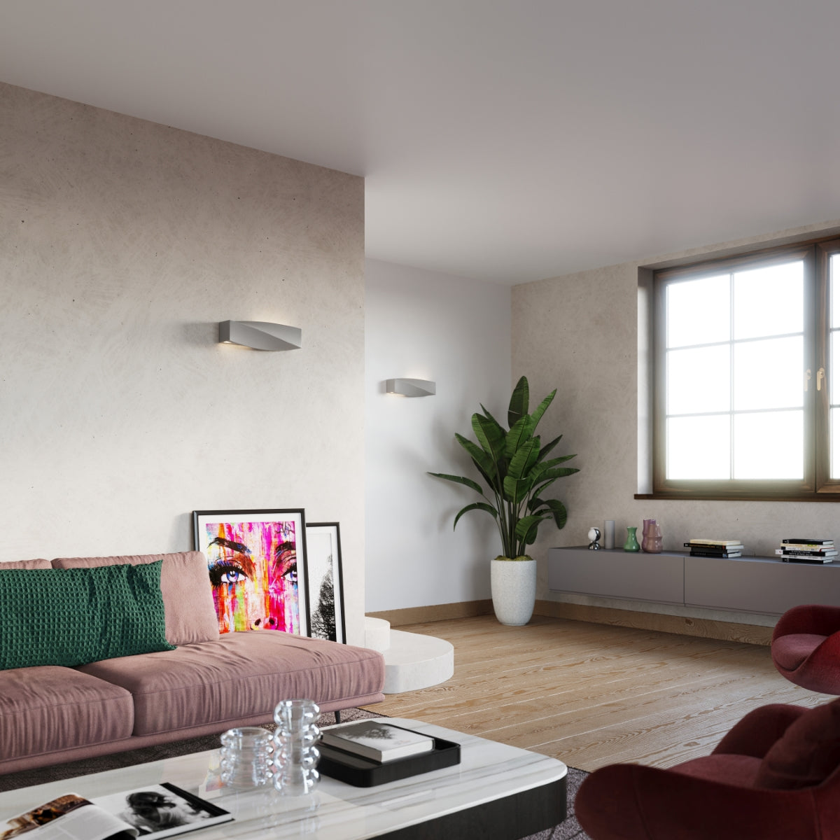 Sigma Modern Ceramic & Glass Wall Light, E27