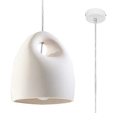Sollux Bukano Pendant Lamp with Ceramic Shade, E27 – Modern Design Hanging Light, White