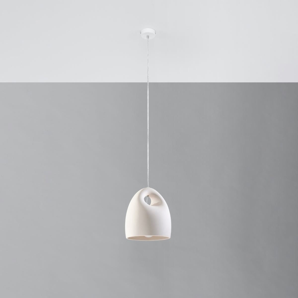 Sollux Bukano Pendant Lamp with Ceramic Shade, E27 – Modern Design Hanging Light, White
