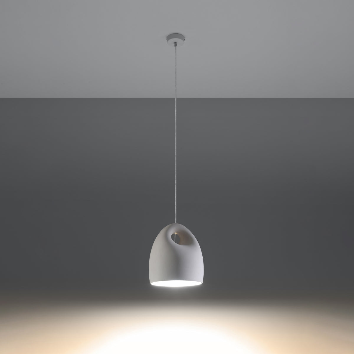 Sollux Bukano Pendant Lamp with Ceramic Shade, E27 – Modern Design Hanging Light, White