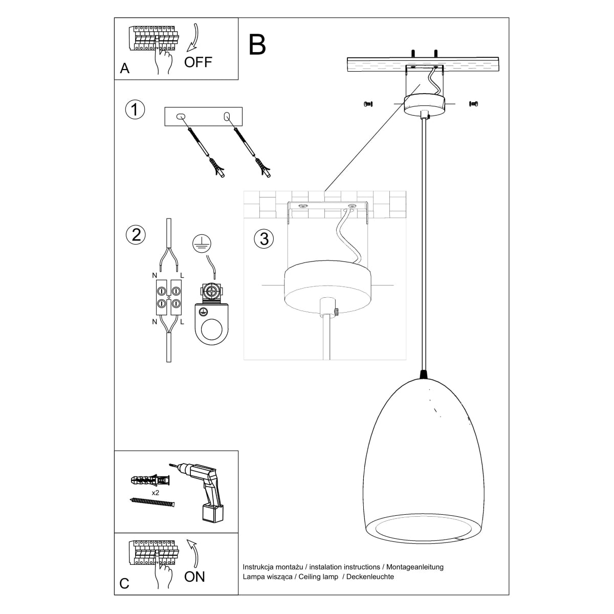 Sollux Bukano Pendant Lamp with Ceramic Shade, E27 – Modern Design Hanging Light, White