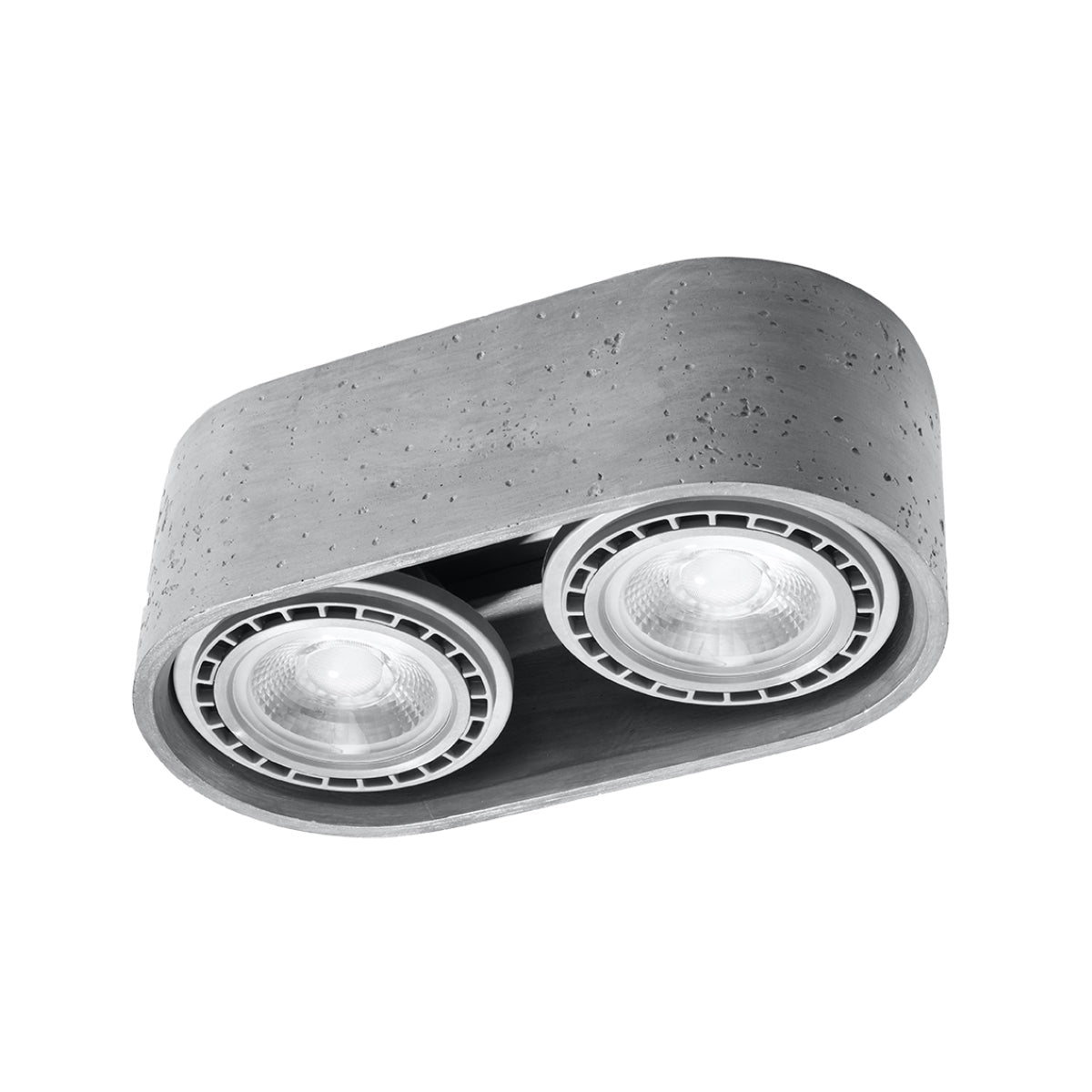 Sollux Basic Ceiling Lamp with 2 GU10 Lights, Concrete – Industrial Design Spotlight, Grey