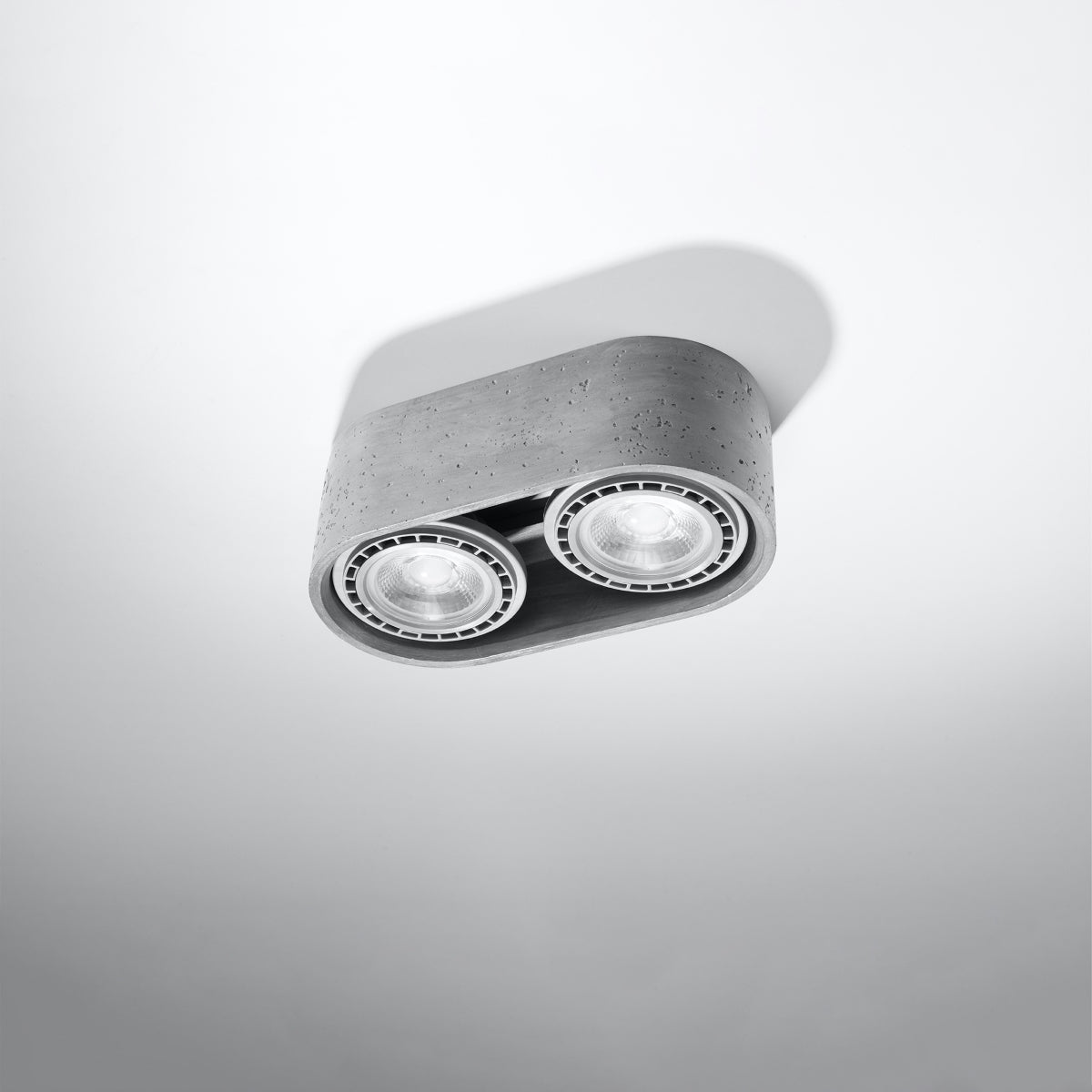 Sollux Basic Ceiling Lamp with 2 GU10 Lights, Concrete – Industrial Design Spotlight, Grey