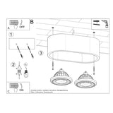 Sollux Basic Ceiling Lamp with 2 GU10 Lights, Concrete – Industrial Design Spotlight, Grey