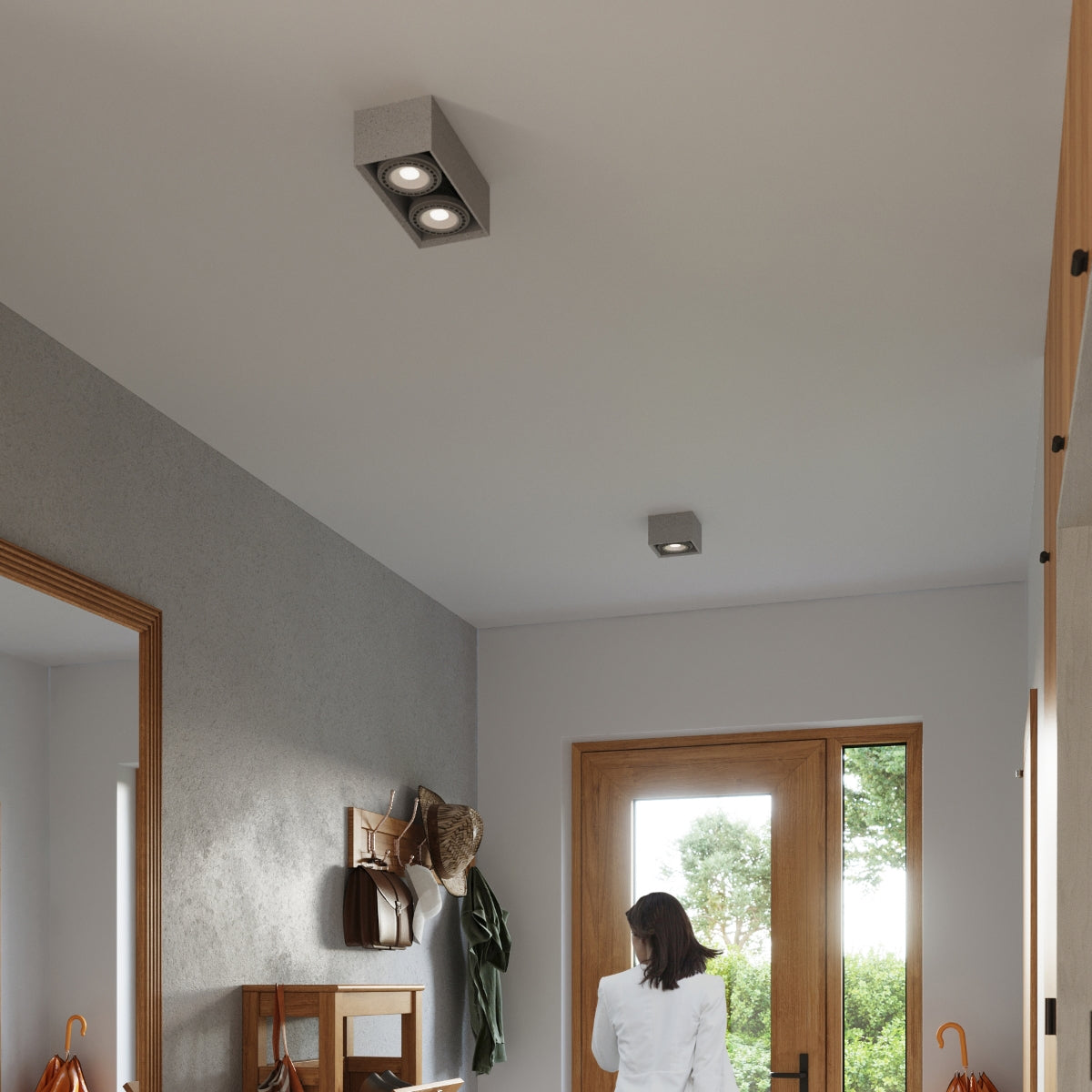 Sollux Quatro Ceiling Lamp with Concrete Shade, GU10/ES111 – Industrial Design Light, Grey