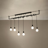 Sollux Salamanca Chandelier with 6 E27 Lights, Fabric and Steel – Modern Design, Black