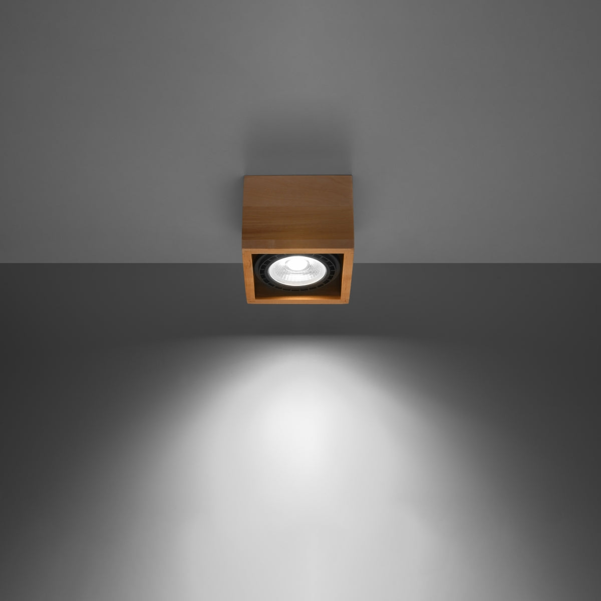 Sollux Quatro Ceiling Light in Wood with GU10 Fitting – Scandinavian Design Home Lighting, Natural Wood