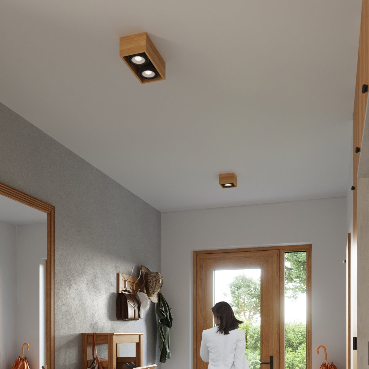 Sollux Quatro Ceiling Light in Wood with GU10 Fitting – Scandinavian Design Home Lighting, Natural Wood