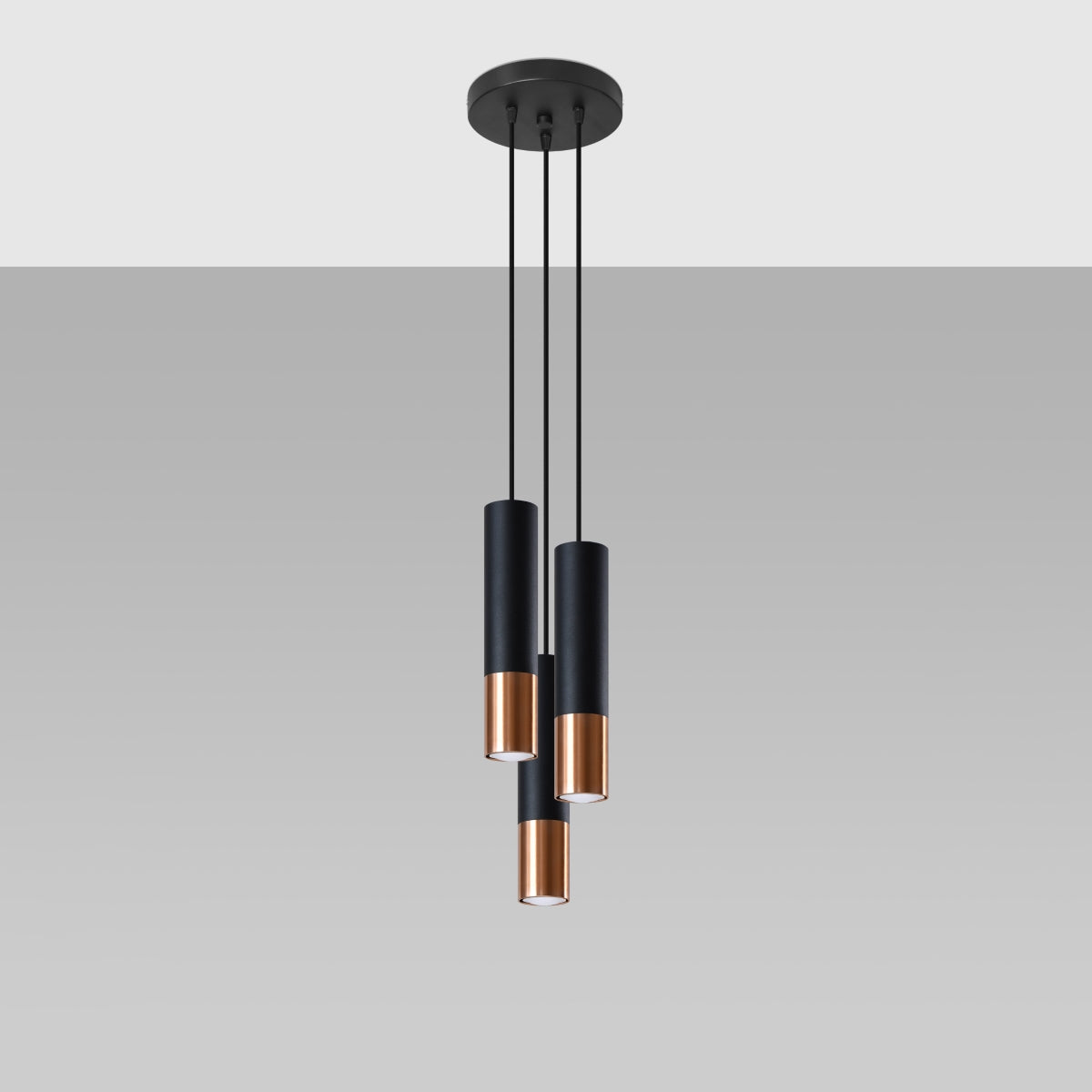 Sollux Loopez Pendant Light in Steel with GU10 Fitting – Modern Design Home Lighting, Black, Copper