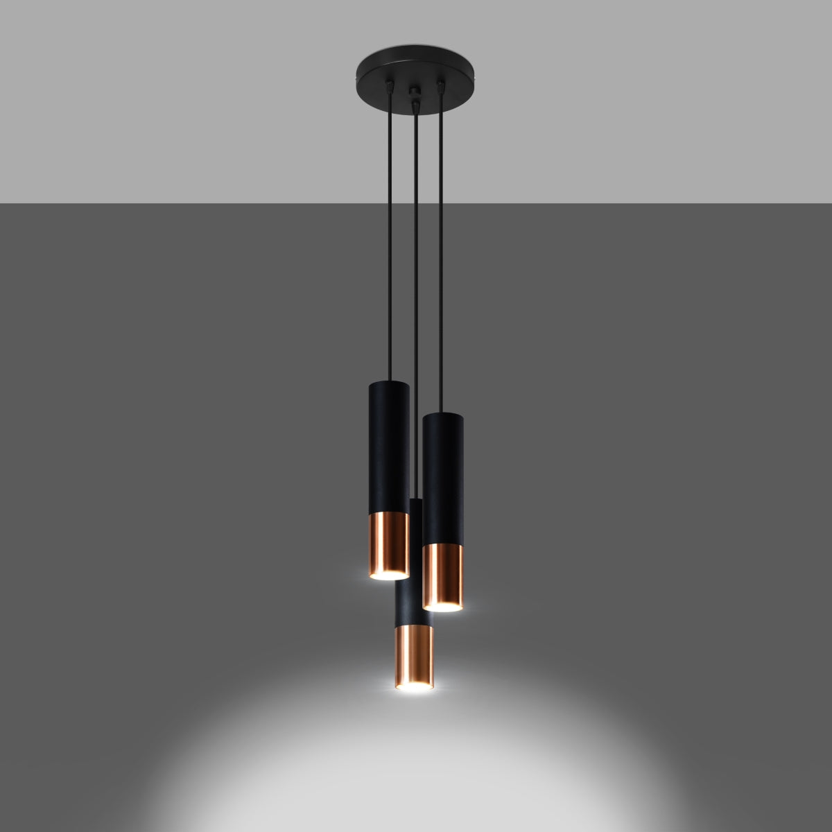 Sollux Loopez Pendant Light in Steel with GU10 Fitting – Modern Design Home Lighting, Black, Copper