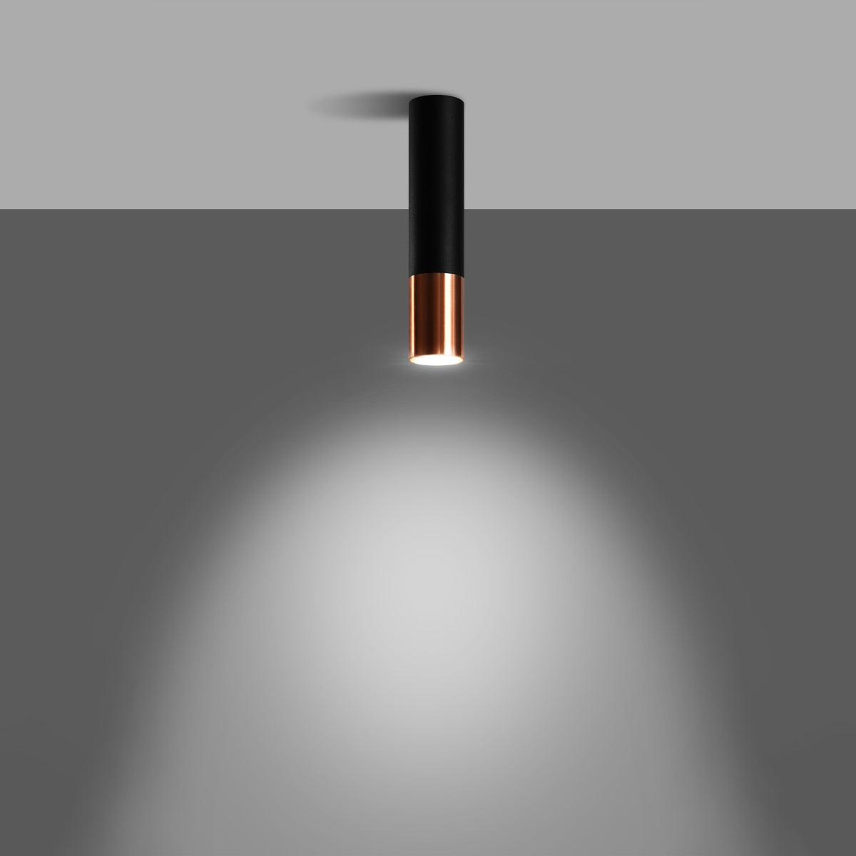 Sollux Loopez Ceiling Light in Steel with GU10 Fitting – Modern Design Home Lighting, Black, Copper