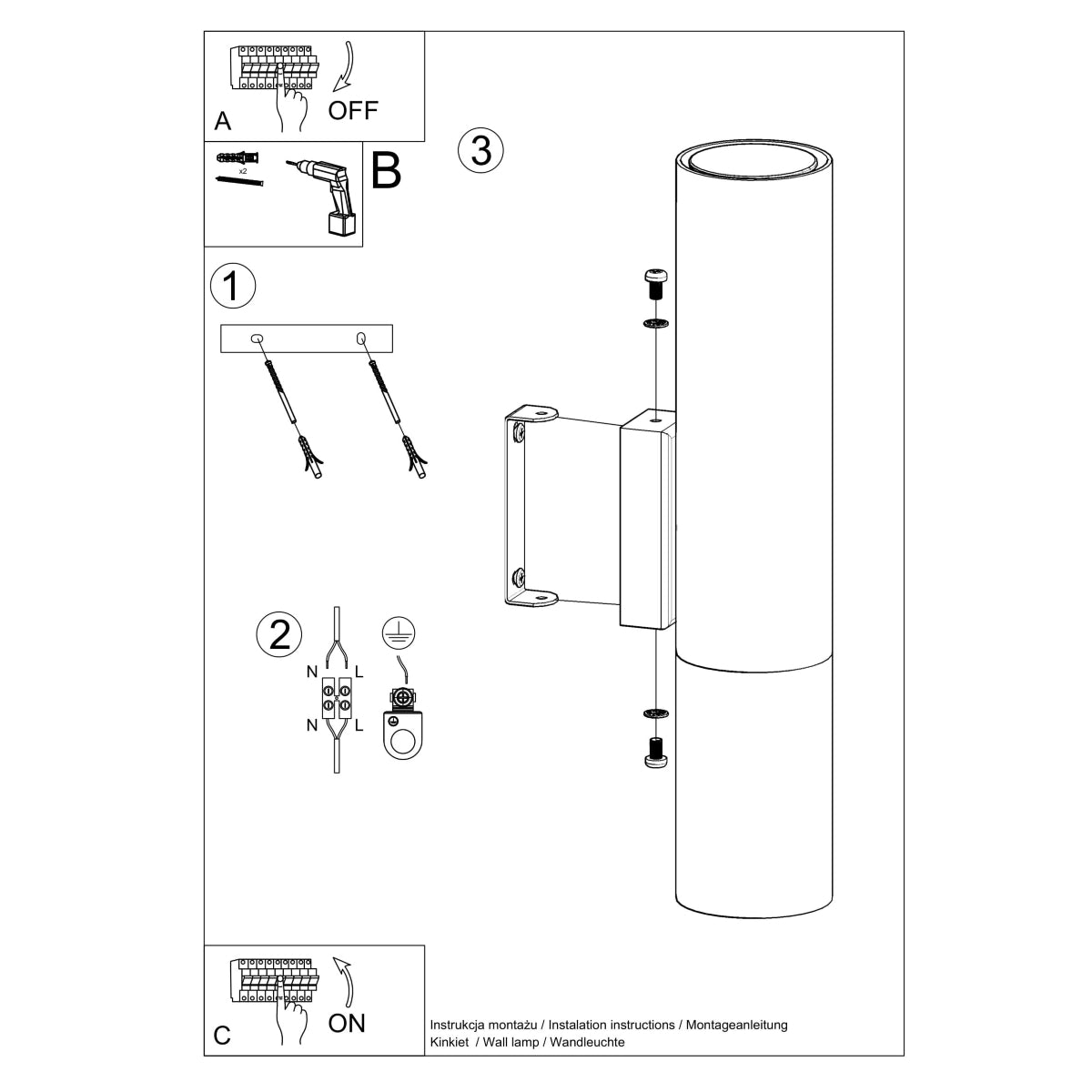 Loopez Modern Steel Wall Light, GU10