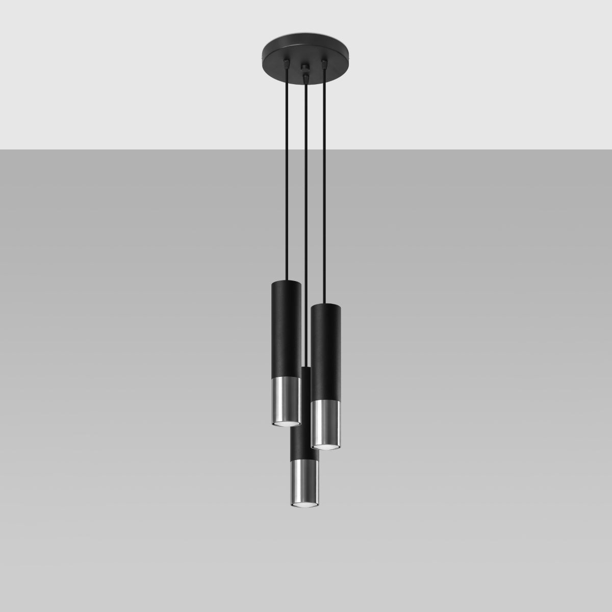 Sollux Loopez Pendant Light in Steel with GU10 Fitting – Modern Design Home Lighting, Black, Chrome