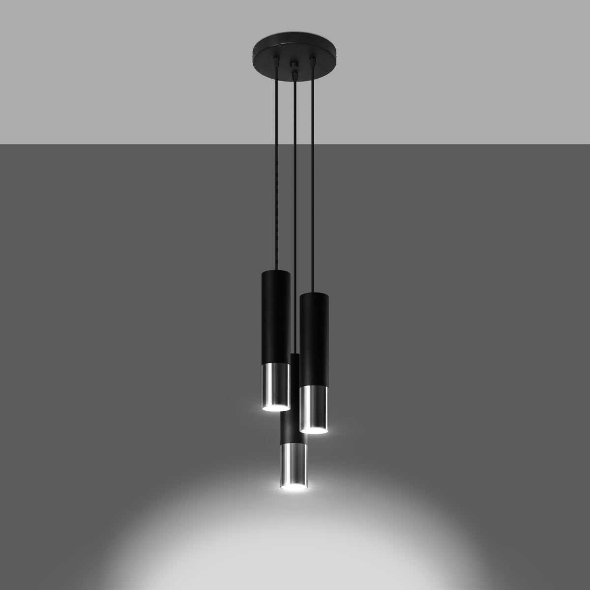 Sollux Loopez Pendant Light in Steel with GU10 Fitting – Modern Design Home Lighting, Black, Chrome