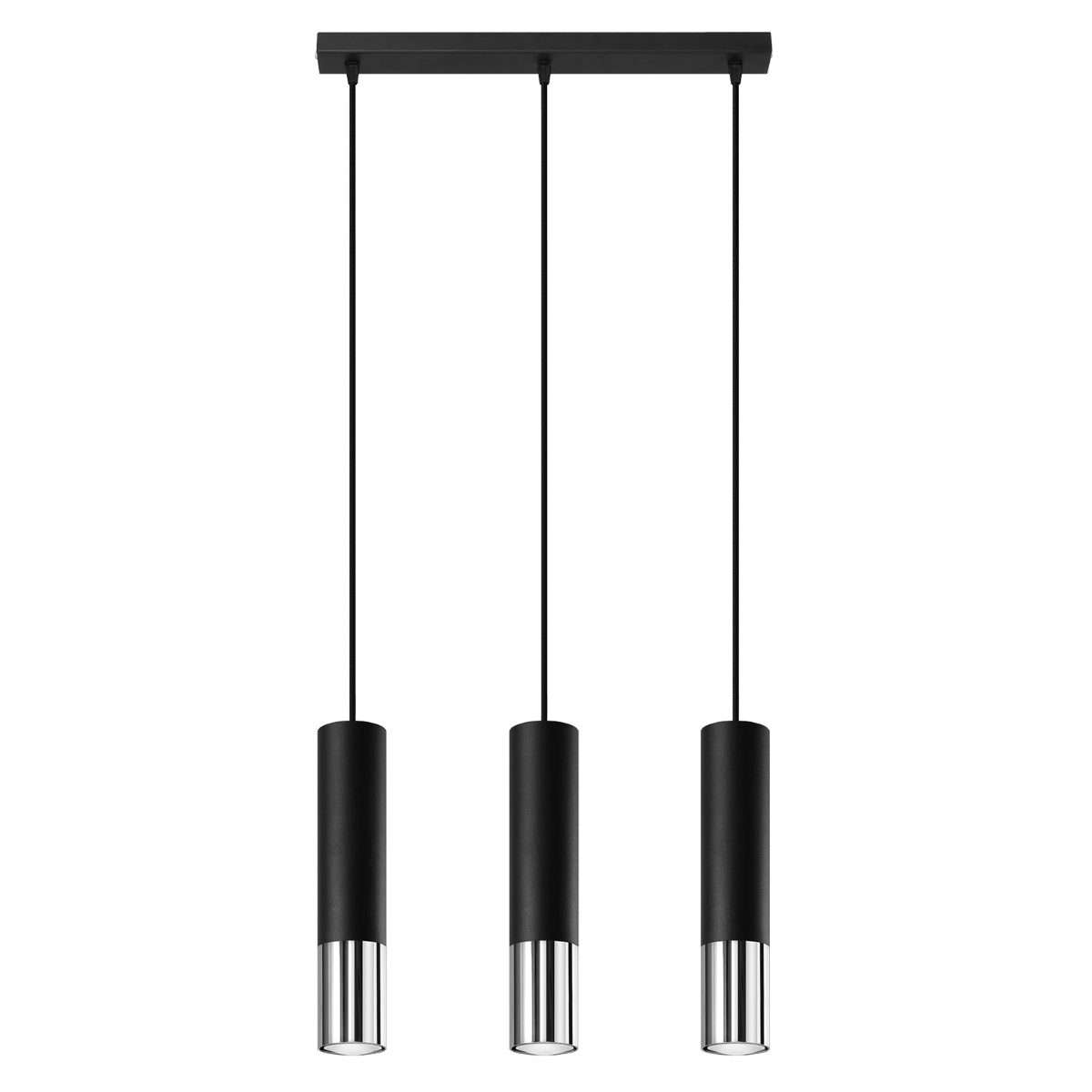 Sollux Loopez Pendant Light in Steel with GU10 Fitting – Modern Design Home Lighting, Black, Chrome