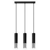Sollux Loopez Pendant Light in Steel with GU10 Fitting – Modern Design Home Lighting, Black, Chrome