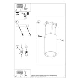 Sollux Lighting Lagos Steel Ceiling Lamp with GU10 Light – Compact Modern Design, Black