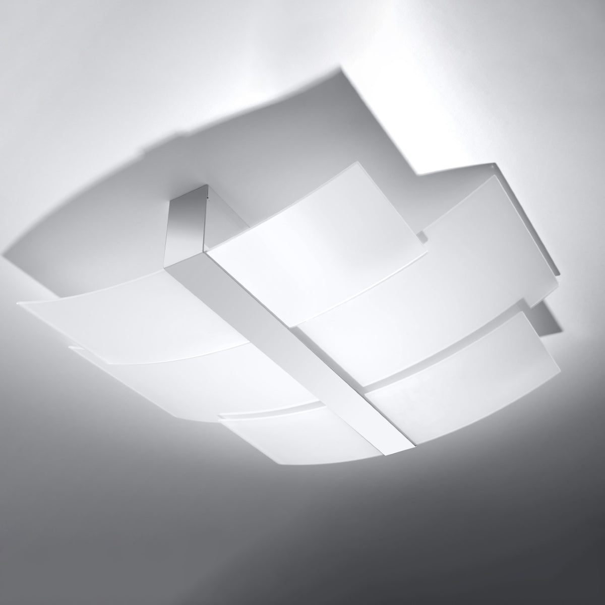 Sollux Lighting Celia Steel & Glass Ceiling Lamp with 3 E27 Lights – Modern Design, Chrome & White