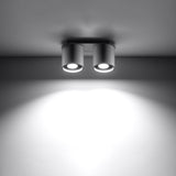 Sollux Lighting Orbis Aluminium Ceiling Lamp with 2 GU10 Spotlights – Modern Design, Grey