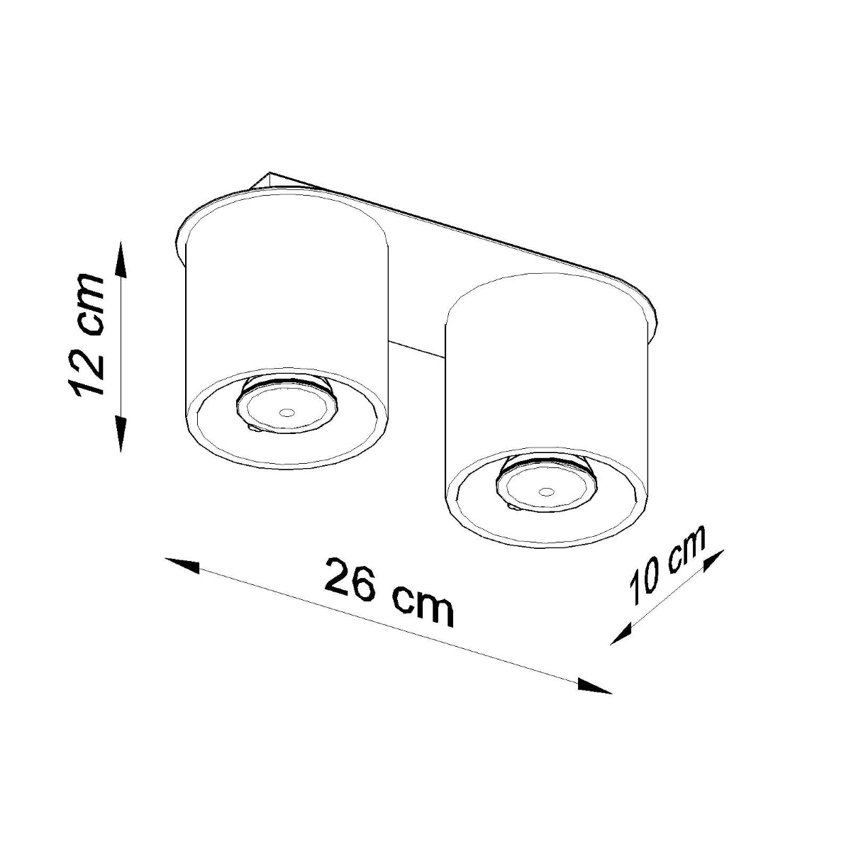 Sollux Lighting Orbis Aluminium Ceiling Lamp with 2 GU10 Spotlights – Modern Design, Grey