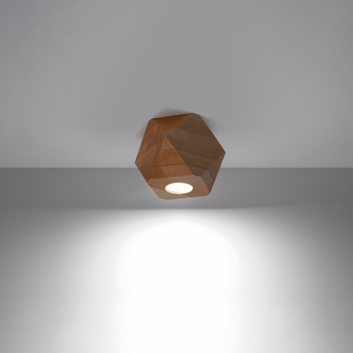 Sollux Lighting Woody Wood Ceiling Lamp with GU10 Light – Scandinavian Design, Natural Wood