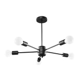 Sollux Lighting Lango Steel Chandelier with 5 E27 Lights – Modern Design Ceiling Light, Black