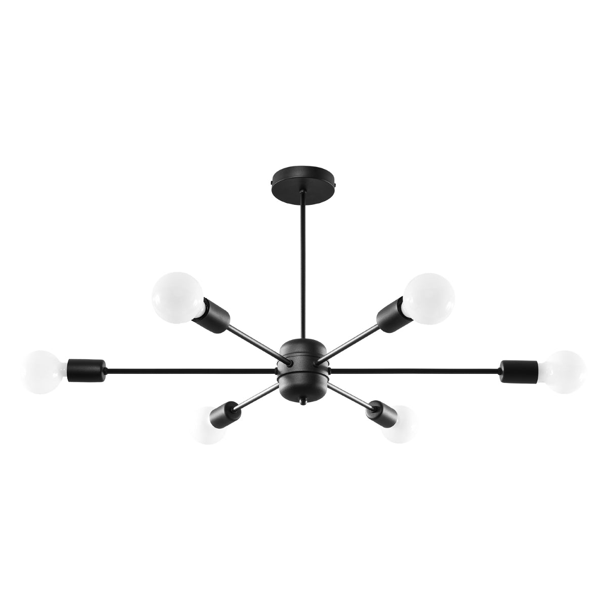 Sollux Lighting Lango Steel Chandelier with 6 E27 Lights – Modern Design Ceiling Light, Black