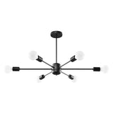 Sollux Lighting Lango Steel Chandelier with 6 E27 Lights – Modern Design Ceiling Light, Black