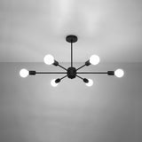 Sollux Lighting Lango Steel Chandelier with 6 E27 Lights – Modern Design Ceiling Light, Black