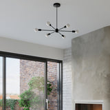 Sollux Lighting Lango Steel Chandelier with 6 E27 Lights – Modern Design Ceiling Light, Black