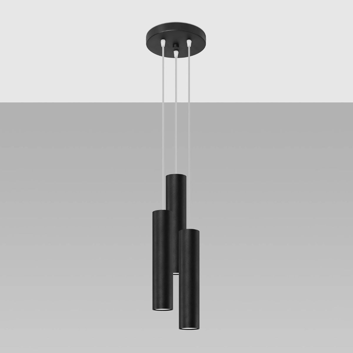 Sollux Lighting Lagos Steel Pendant Lamp with 3 GU10 Lights – Modern Design, Black